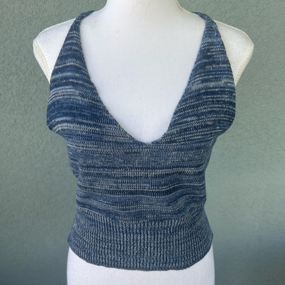 Women’s Cropped Open Back Stretchy Sweater Top Size XL
